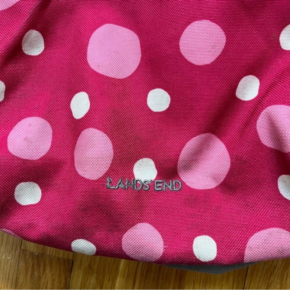 Lands’ End Classmate Girls Pink Polka Dot Initial “CW” Backpack - Picture 7 of 12